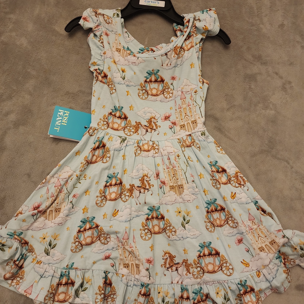 Posh Peanut Blue Princess Carriage Dress